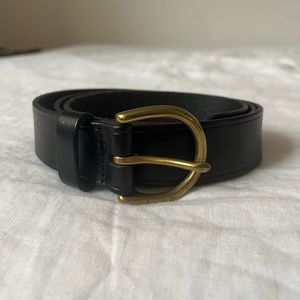 Madewell Black Leather Belt Gold Buckle